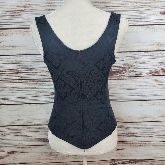 Morbid Threads Med Vtg Y2K Green/Black Brocade Corset Top & Maxi Skirt 2-pc Set - Picture 5 of 16